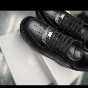 Nike Air Force 1 Black Leather Men's Sneakers